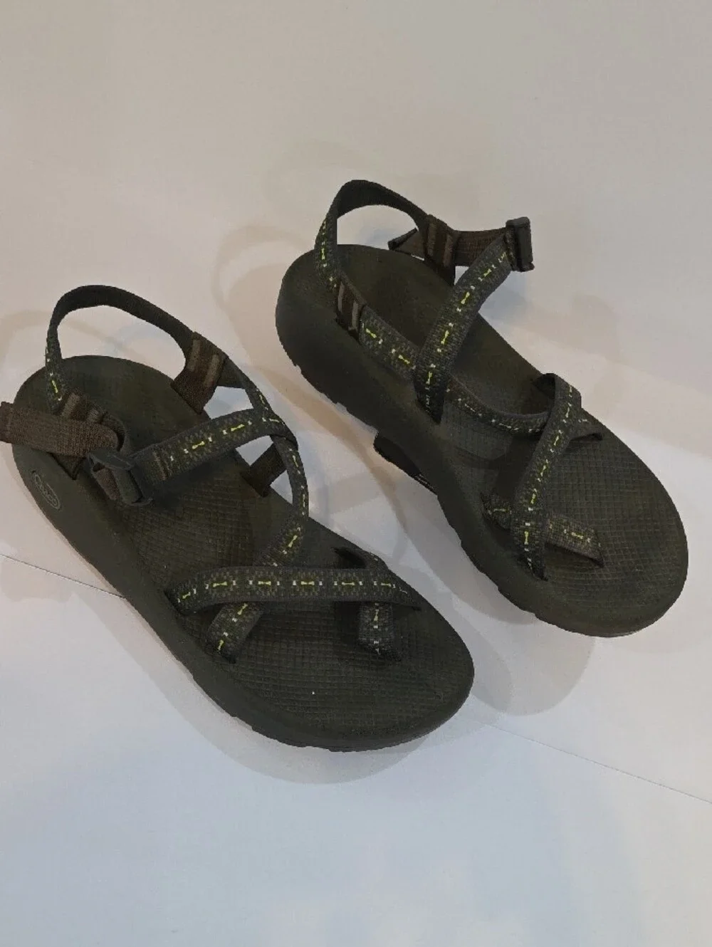 Chaco Men's Sport Sandals in Olive Green with Yellow Accent Size 12